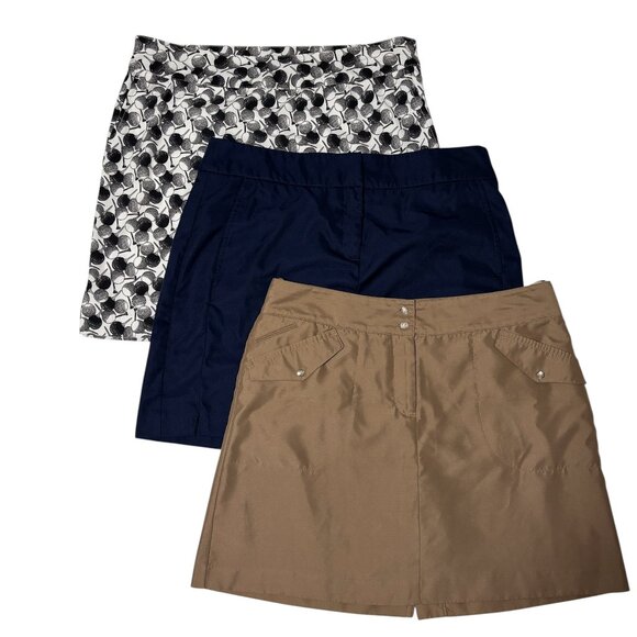 Lot of 3 Women’s Skorts Size 6 IZOD PerformX Khaki Navy Print Golf Tennis Casual - Picture 1 of 16